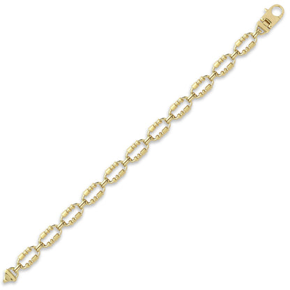 9ct Gold  Oval Trumpet Cornet Pipe 8mm Chain Link Necklace - JBB368A