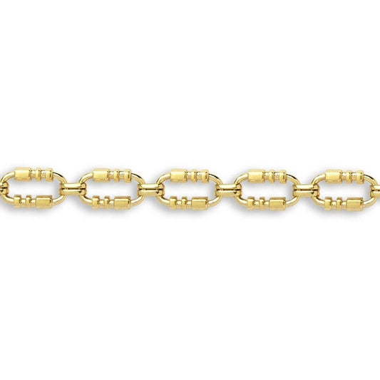 9ct Gold Oval Trumpet Cornet Pipe 8mm Chain Link Necklace - JBB368A