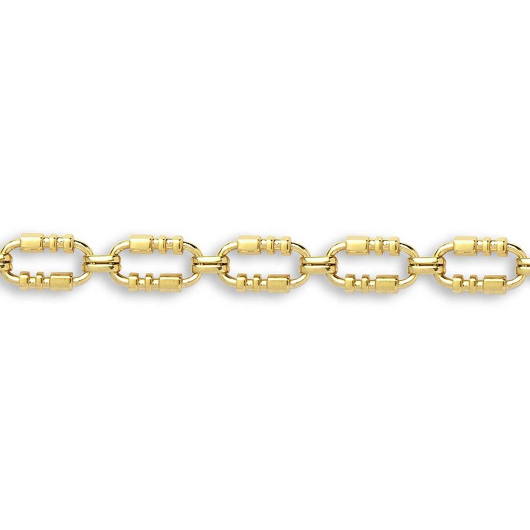 9ct Gold  Oval Trumpet Cornet Pipe 8mm Chain Link Necklace - JBB368A