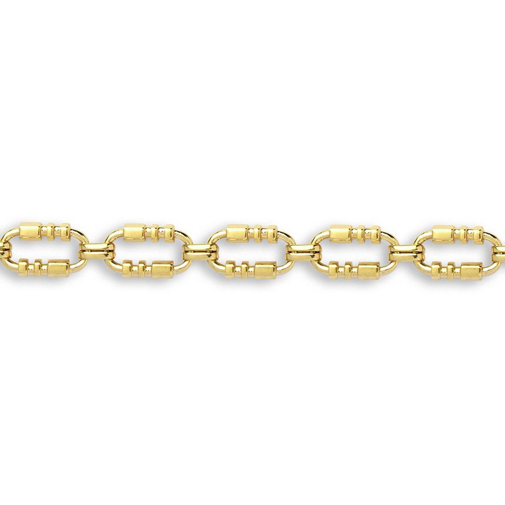 9ct Gold  Oval Trumpet Cornet Pipe 8mm Chain Link Necklace - JBB368A