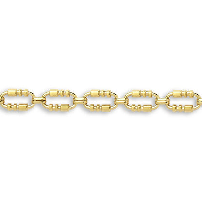 9ct Gold  Oval Trumpet Cornet Pipe 8mm Chain Link Necklace - JBB368A