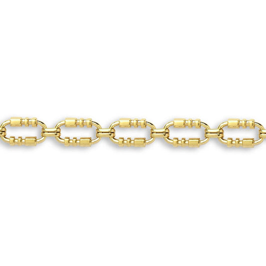 9ct Gold  Oval Trumpet Cornet Pipe 8mm Chain Link Necklace - JBB368A