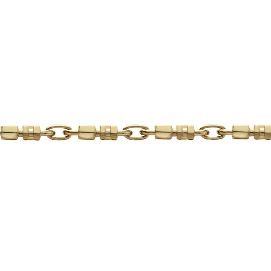 9ct Gold  Oval Trumpet Cornet Pipe 8mm Chain Link Bracelet 7.5inch - JBB368A