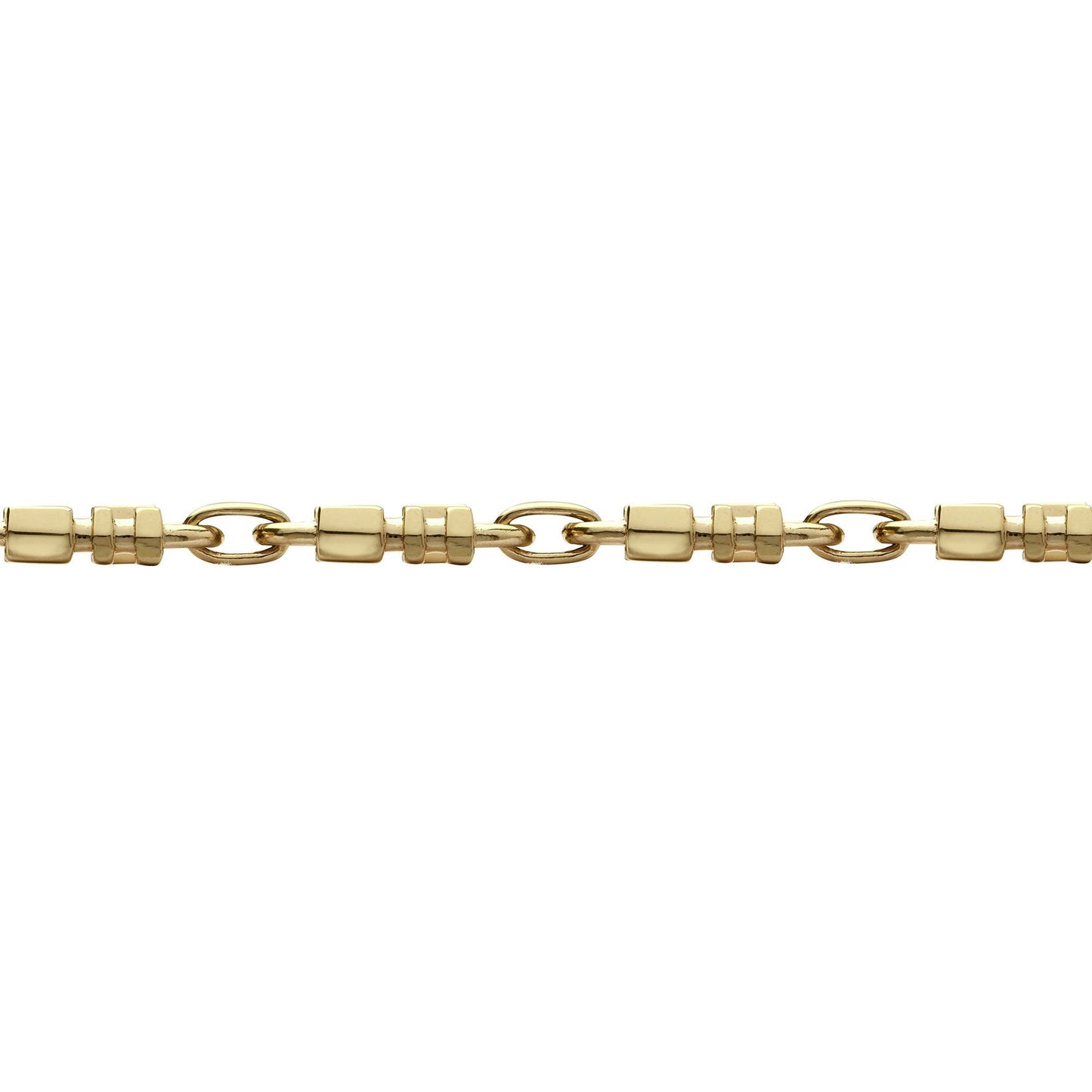 9ct Gold  Oval Trumpet Cornet Pipe 8mm Chain Link Bracelet 7.5inch - JBB368A