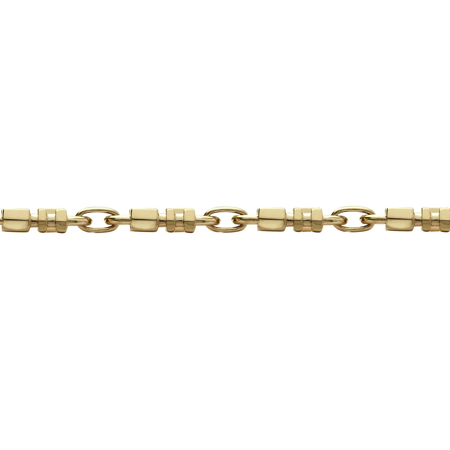 9ct Gold  Oval Trumpet Cornet Pipe 8mm Chain Link Bracelet 7.5inch - JBB368A