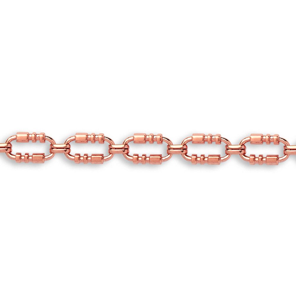 9ct Rose Gold  Oval Trumpet Cornet Pipe 8mm Chain Bracelet 7.5inch - JBB368