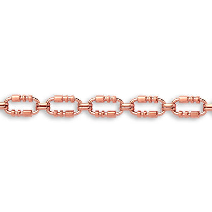 9ct Rose Gold  Oval Trumpet Cornet Pipe 8mm Chain Bracelet 7.5inch - JBB368
