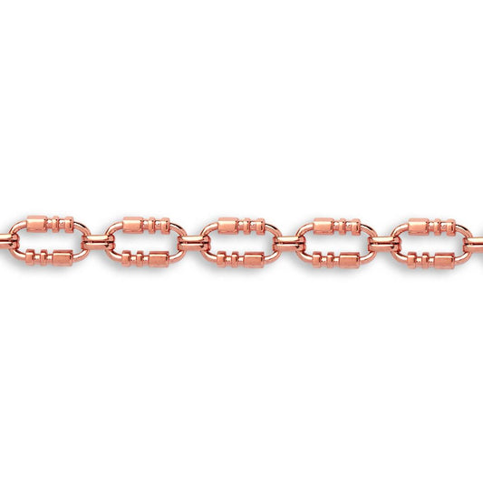 9ct Rose Gold  Oval Trumpet Cornet Pipe 8mm Chain Bracelet 7.5inch - JBB368