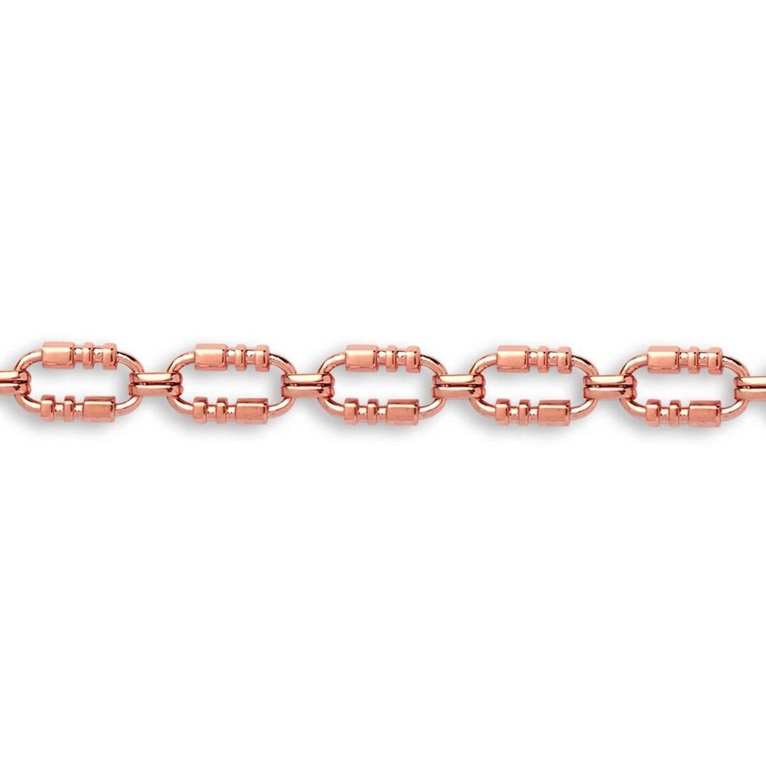 9ct Rose Gold  Oval Trumpet Cornet Pipe 8mm Chain Link Necklace - JBB368