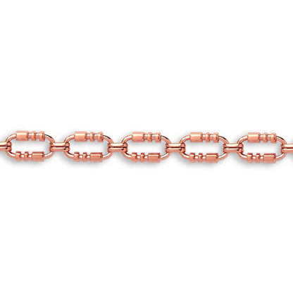 9ct Rose Gold  Oval Trumpet Cornet Pipe 8mm Chain Link Necklace - JBB368