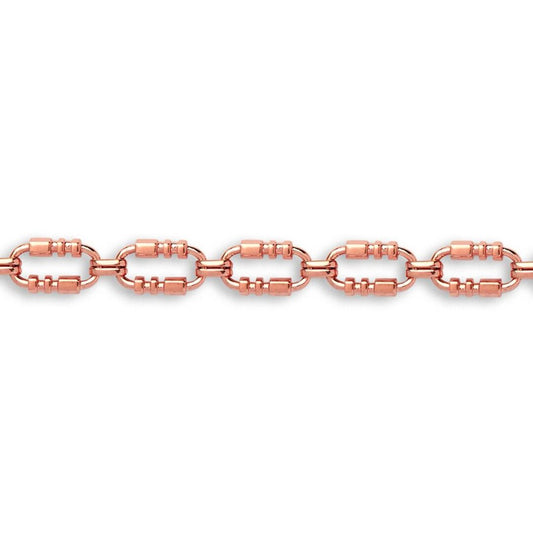9ct Rose Gold  Oval Trumpet Cornet Pipe 8mm Chain Bracelet 7.5inch - JBB368