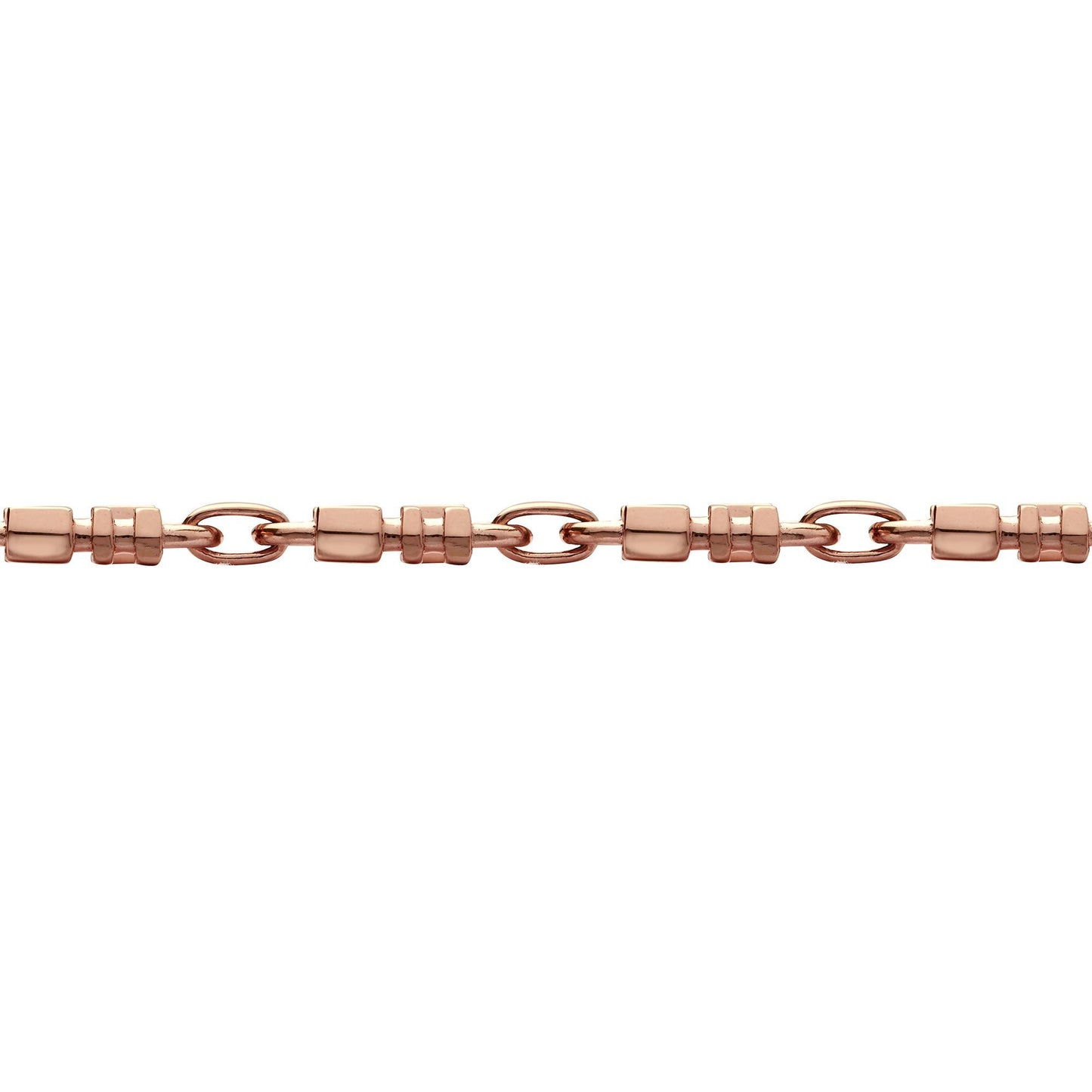 9ct Rose Gold  Oval Trumpet Cornet Pipe 8mm Chain Link Necklace - JBB368