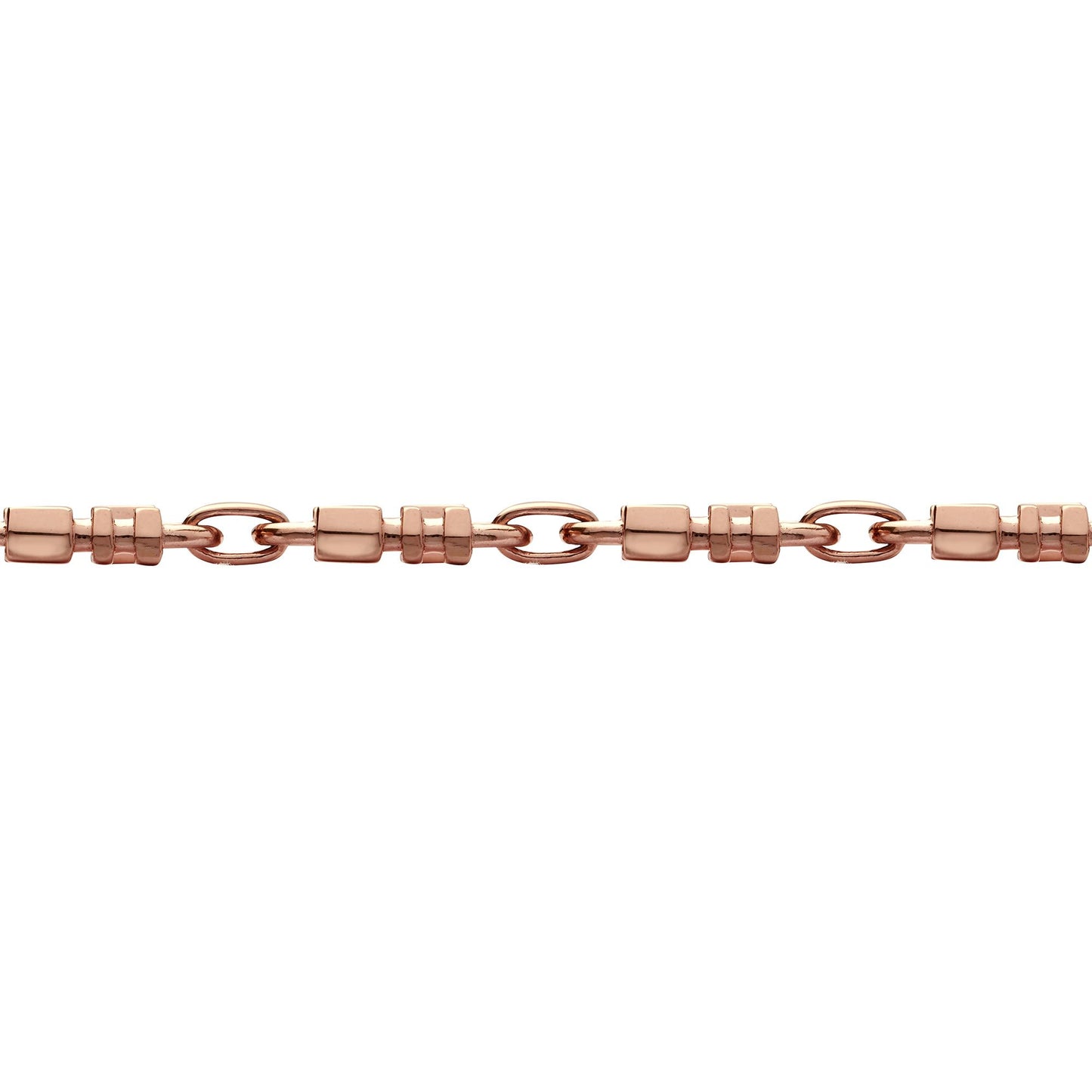 9ct Rose Gold  Oval Trumpet Cornet Pipe 8mm Chain Bracelet 7.5inch - JBB368