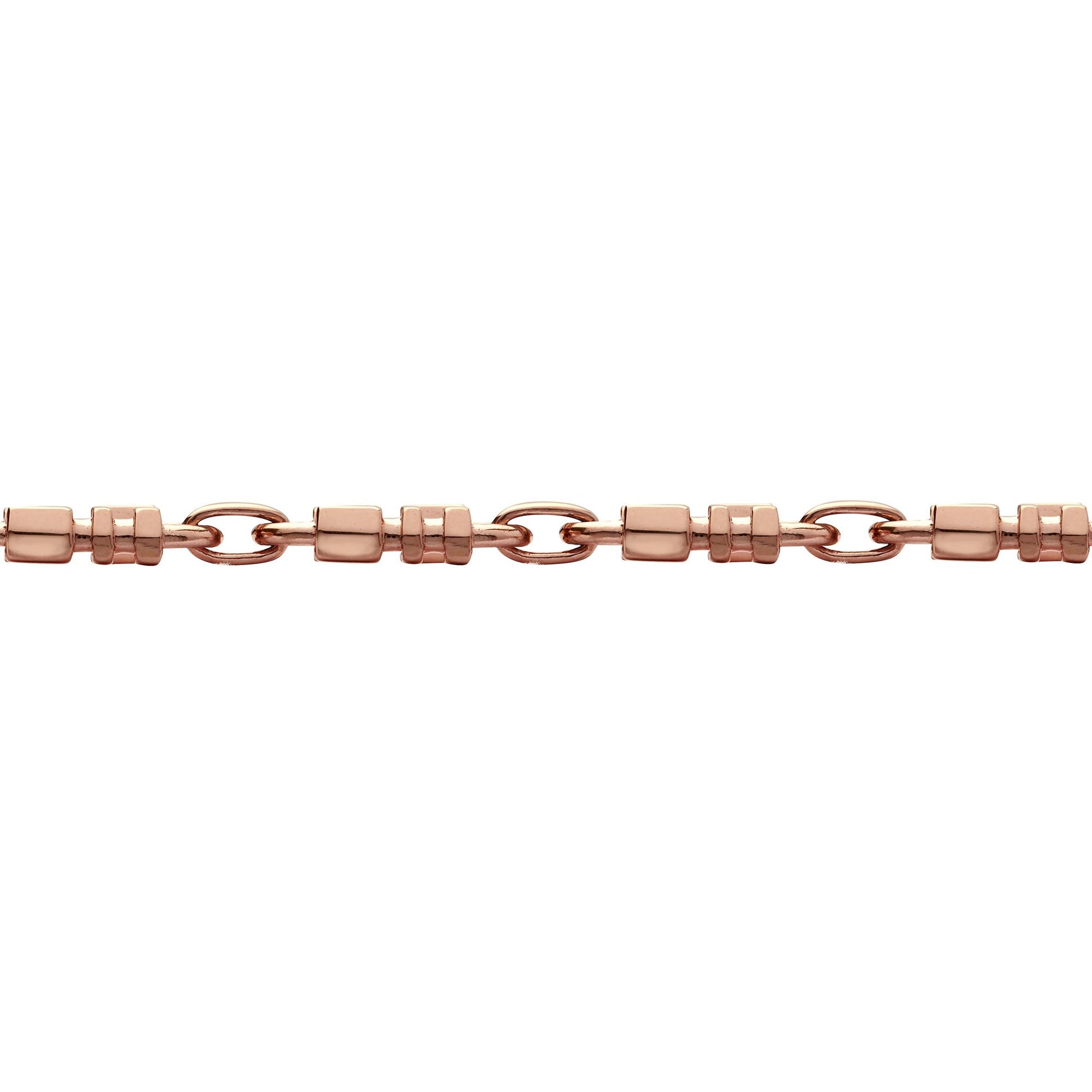 9ct Rose Gold  Oval Trumpet Cornet Pipe 8mm Chain Bracelet 7.5inch - JBB368