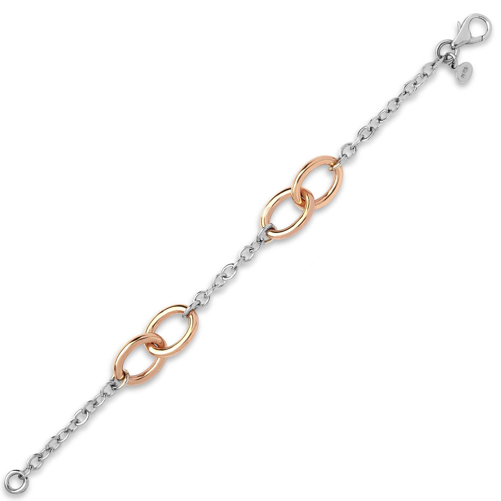9ct 2-Colour Gold  Interlocked Oval Rolo 13mm Bracelet 7.5inch - JBB369
