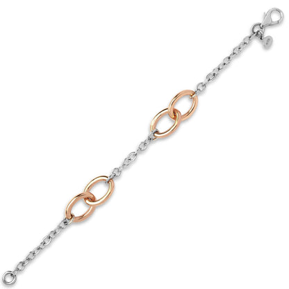 9ct 2-Colour Gold  Interlocked Oval Rolo 13mm Bracelet 7.5inch - JBB369