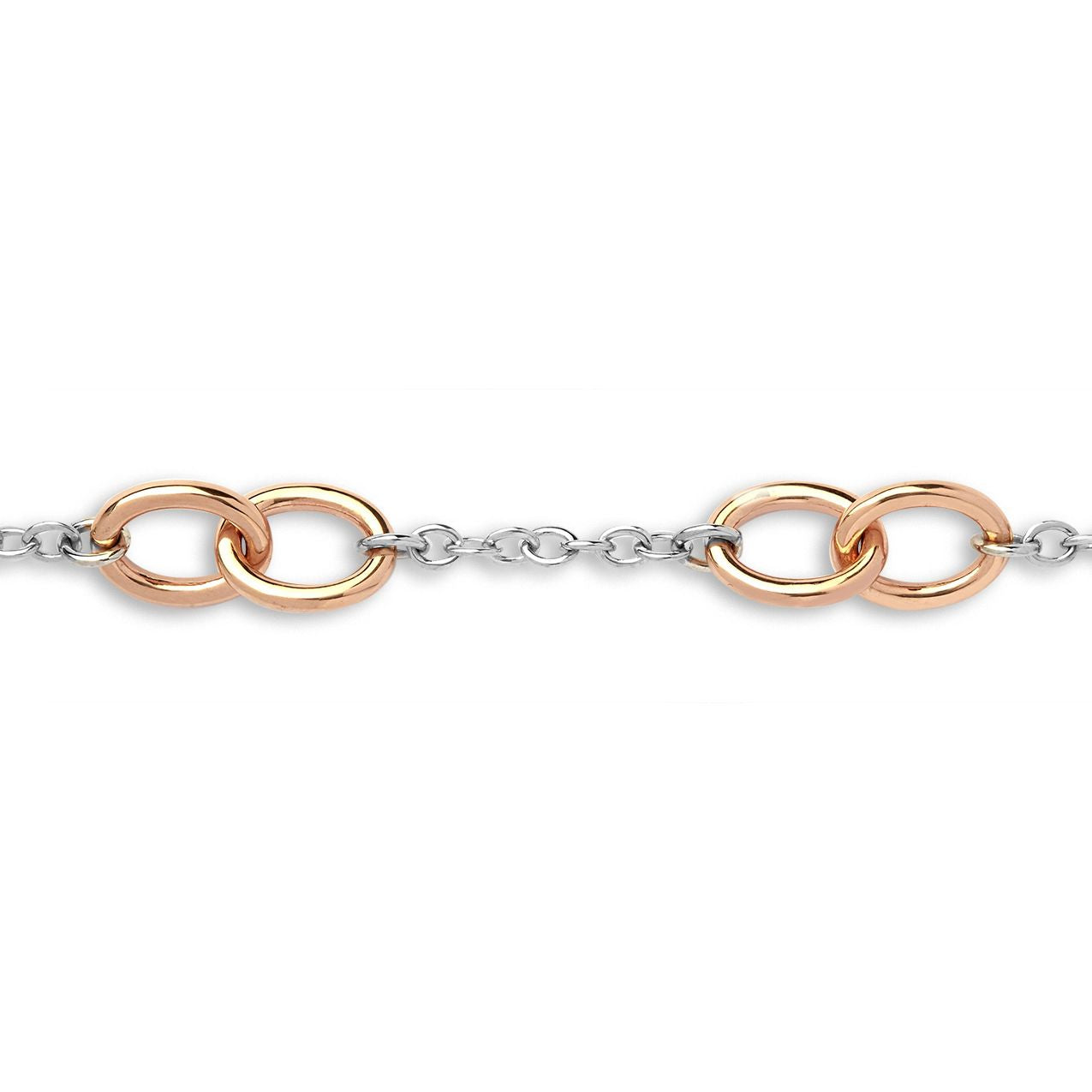 9ct 2-Colour Gold  Interlocked Oval Rolo 13mm Bracelet 7.5inch - JBB369