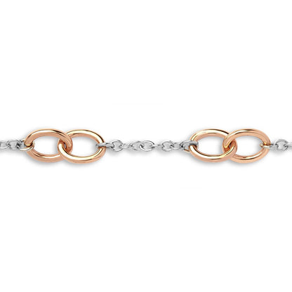 9ct 2-Colour Gold  Interlocked Oval Rolo 13mm Bracelet 7.5inch - JBB369
