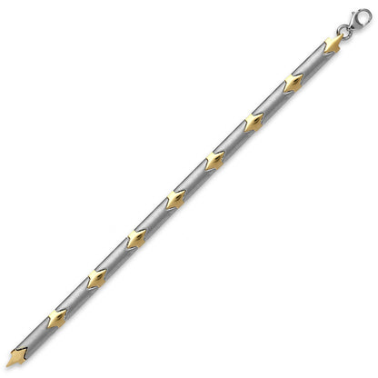 9ct 2-Colour Gold  Zig-Zag Satin Matte Line 6mm Bracelet 7.5inch - JBB371