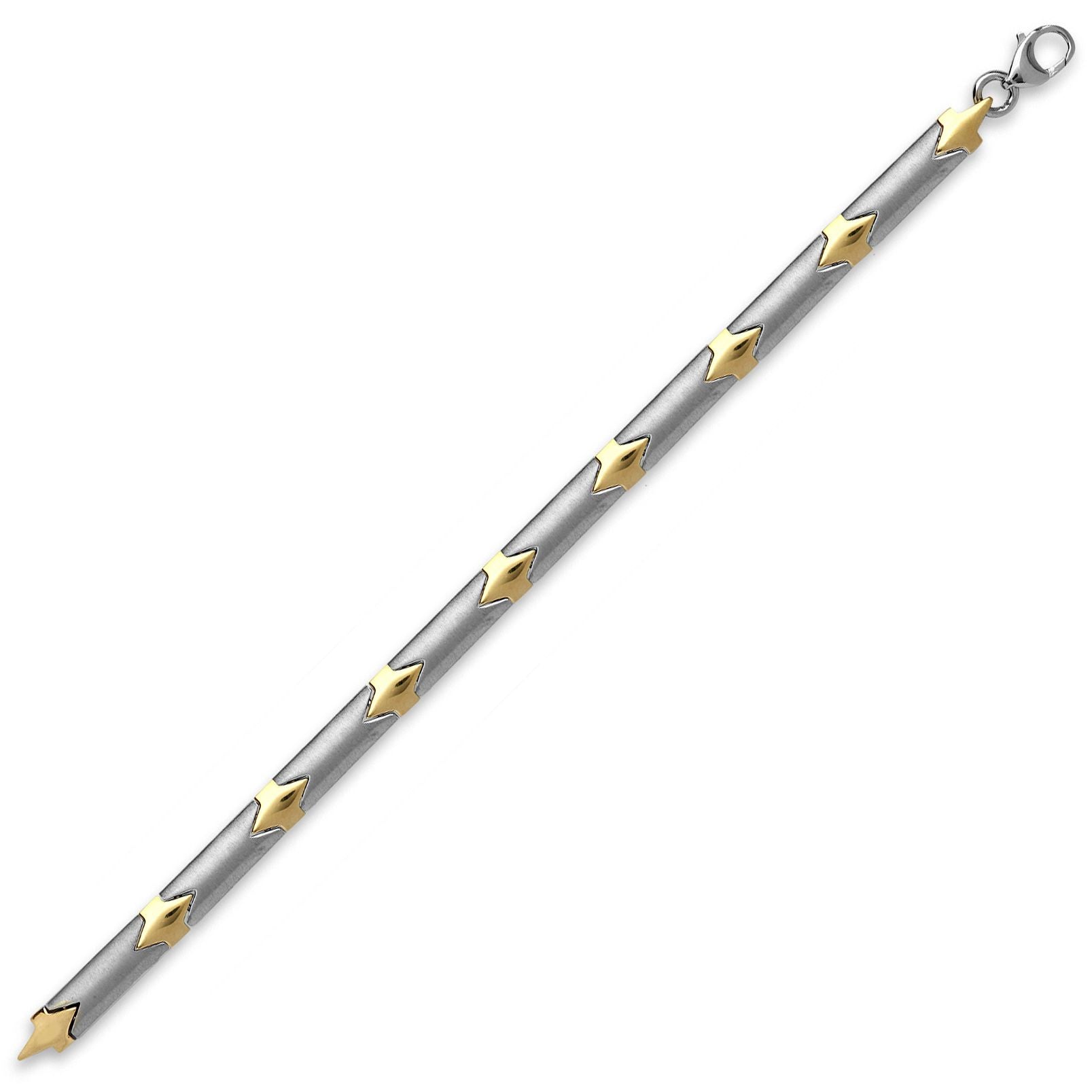 9ct 2-Colour Gold  Zig-Zag Satin Matte Line 6mm Bracelet 7.5inch - JBB371