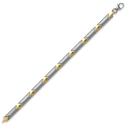9ct 2-Colour Gold  Zig-Zag Satin Matte Line 6mm Bracelet 7.5inch - JBB371