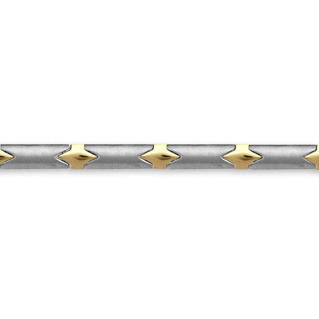 9ct 2-Colour Gold  Zig-Zag Satin Matte Line 6mm Bracelet 7.5inch - JBB371