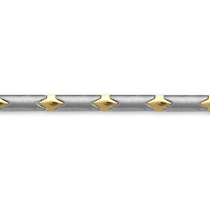 9ct 2-Colour Gold  Zig-Zag Satin Matte Line 6mm Bracelet 7.5inch - JBB371