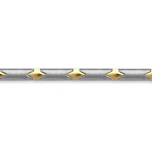 9ct 2-Colour Gold  Zig-Zag Satin Matte Line 6mm Bracelet 7.5inch - JBB371