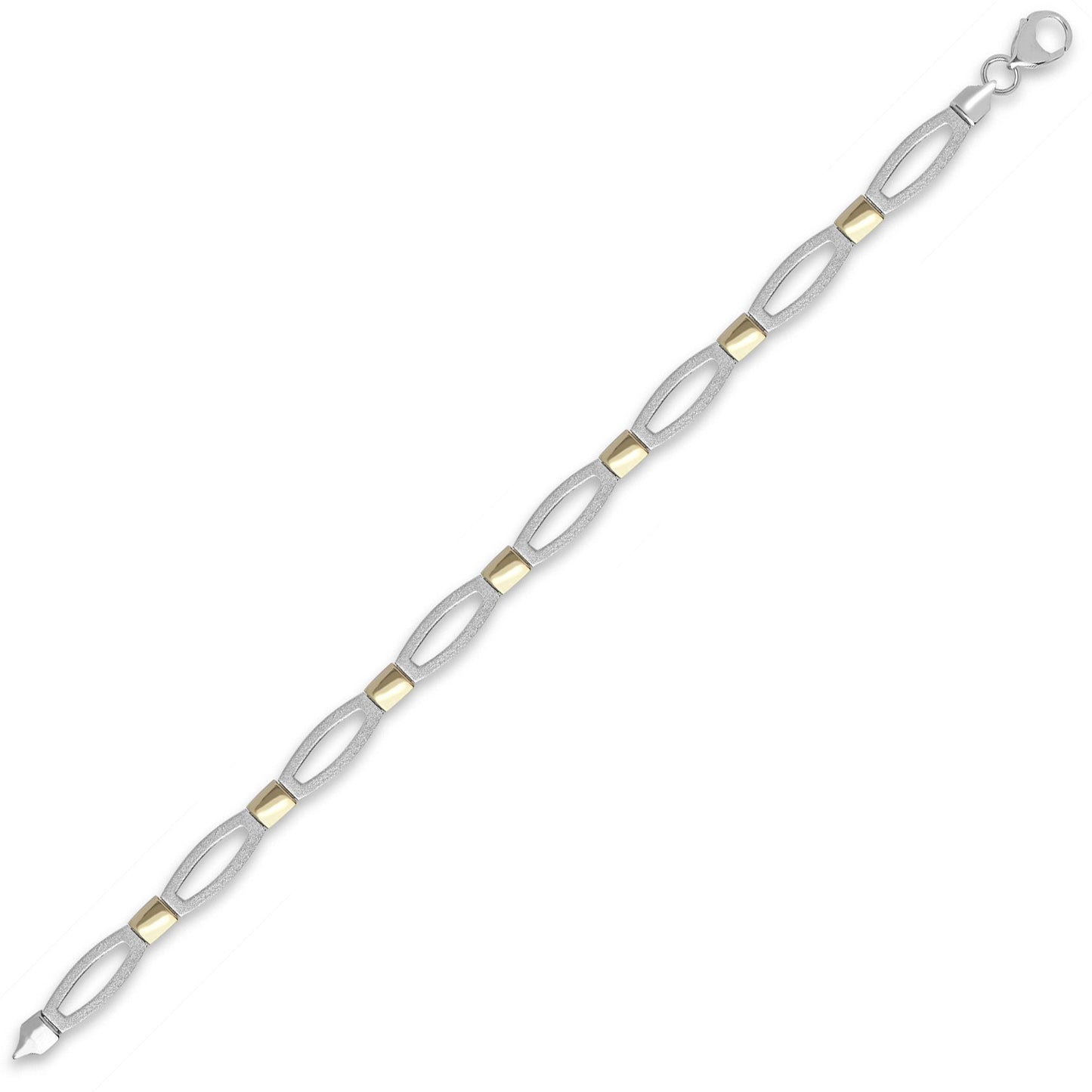 9ct 2-Colour Gold  Collared Satin Oval 6mm Bracelet 7.5 inch 19cm - JBB372
