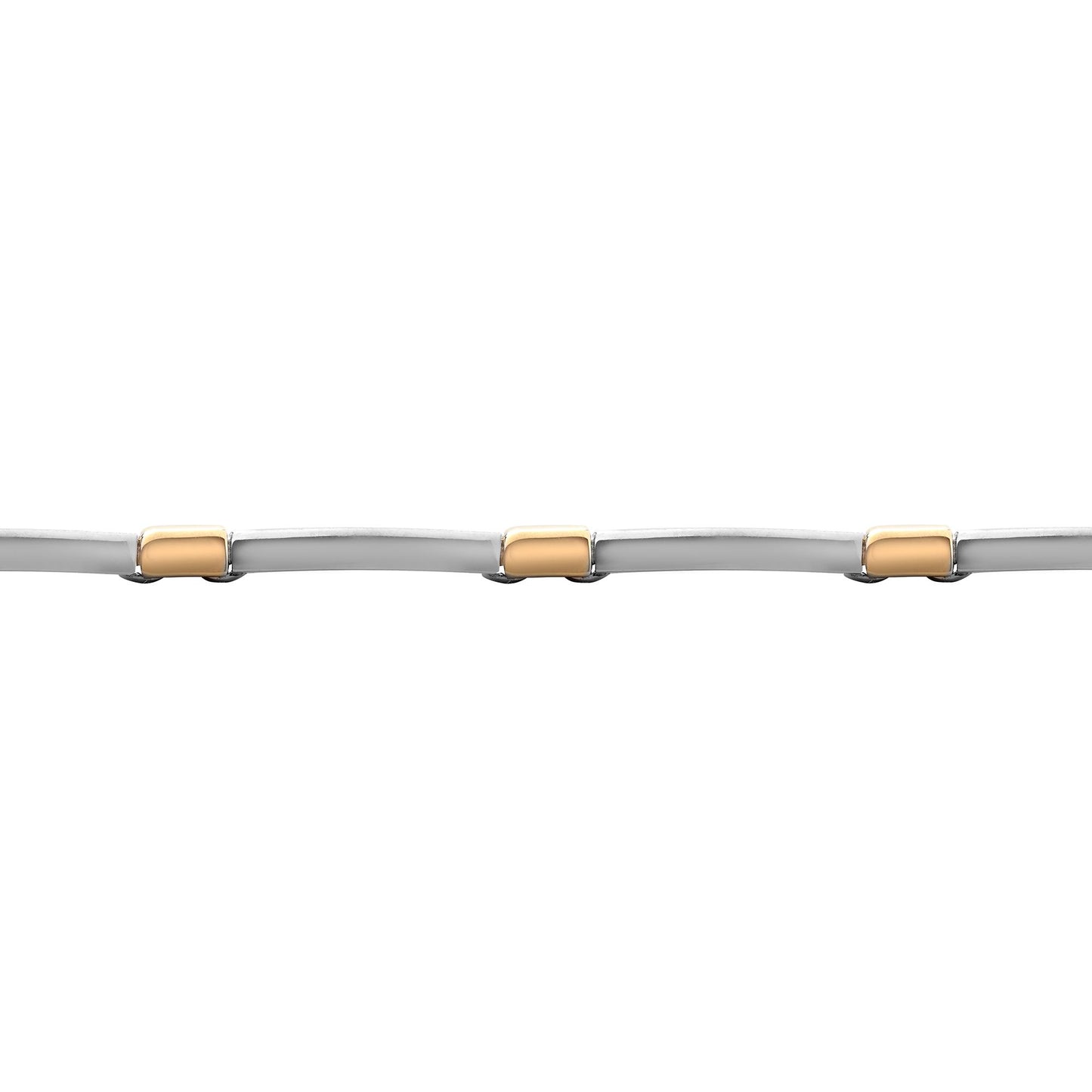 9ct 2-Colour Gold  Collared Satin Oval 6mm Bracelet 7.5 inch 19cm - JBB372