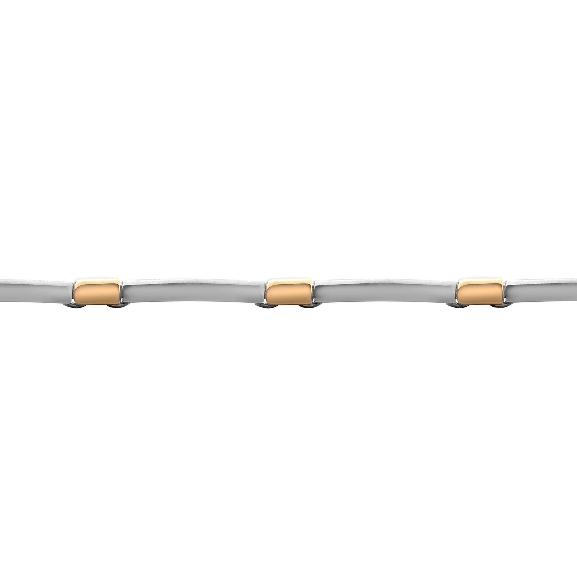 9ct 2-Colour Gold  Collared Satin Oval 6mm Bracelet 7.5 inch 19cm - JBB372