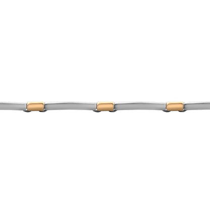 9ct 2-Colour Gold  Collared Satin Oval 6mm Bracelet 7.5 inch 19cm - JBB372