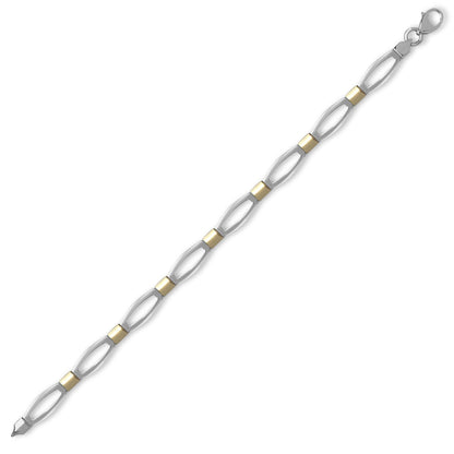 9ct 2-Colour Gold  Collared Oval Link 6mm Bracelet 7.5 inch 19cm - JBB373