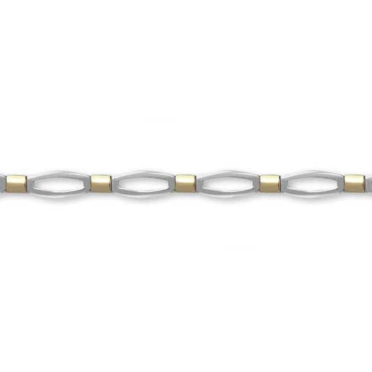 9ct 2-Colour Gold  Collared Oval Link 6mm Bracelet 7.5 inch 19cm - JBB373