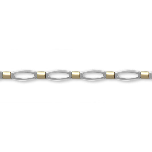 9ct 2-Colour Gold  Collared Oval Link 6mm Bracelet 7.5 inch 19cm - JBB373
