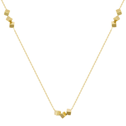 9ct Gold  Hollow Cube Rolo Trace Chain Necklace, 18 inch - JBB388