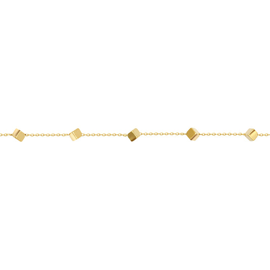 9ct Gold  Hollow Cube Rolo 3mm Trace Chain Bracelet, 7.5 inch 19cm - JBB389