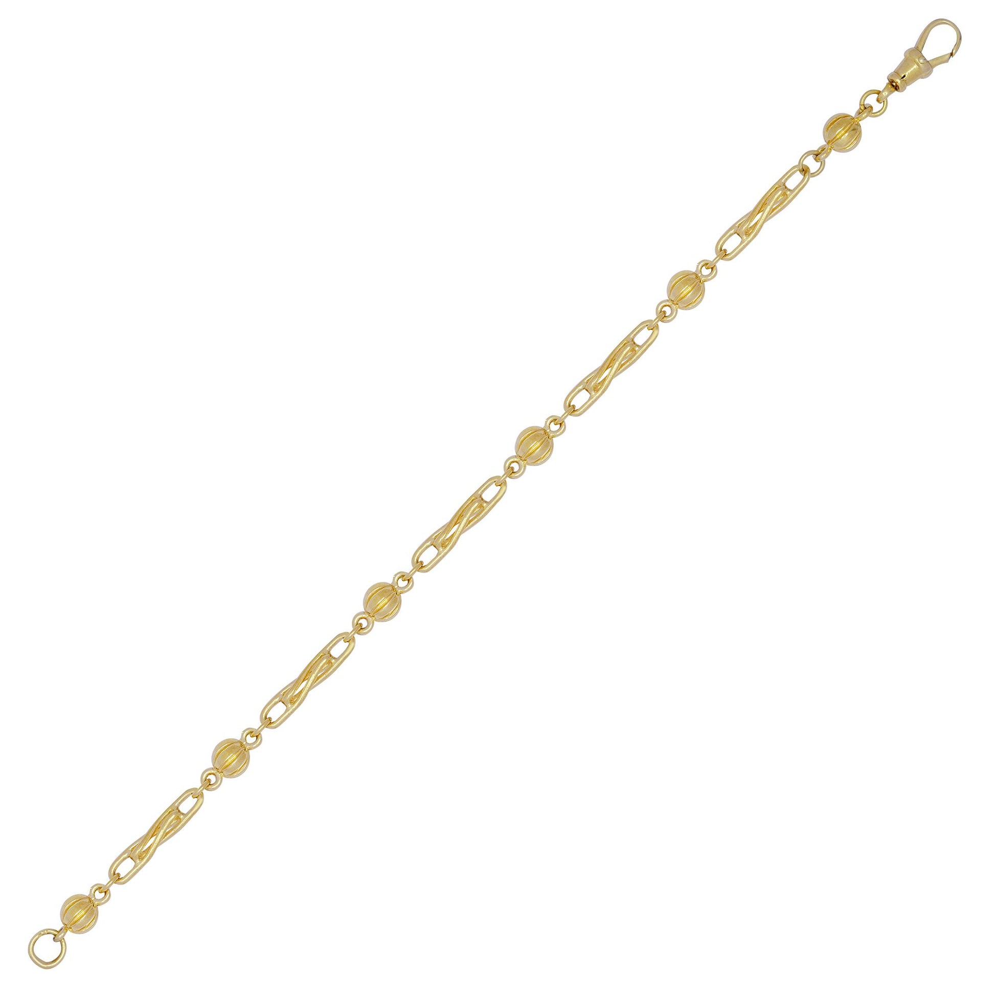 9ct Gold  6mm Ball & Twist Paperclip Link Bracelet 7.5 inch 19cm - JBB393