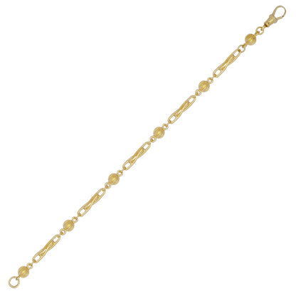 9ct Gold  6mm Ball & Twist Paperclip Link Bracelet 7.5 inch 19cm - JBB393