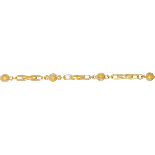 9ct Gold  6mm Ball & Twist Paperclip Link Bracelet 7.5 inch 19cm - JBB393