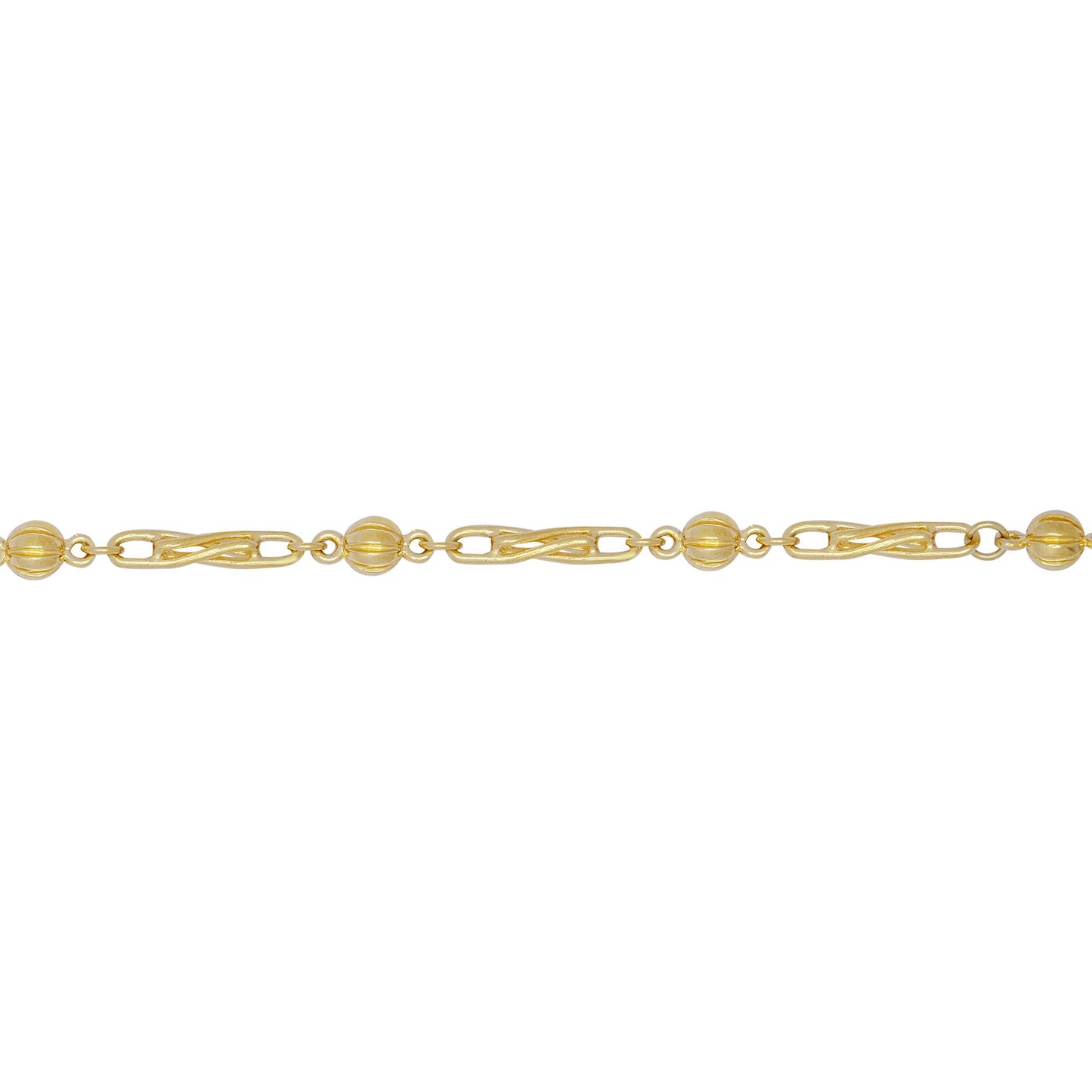 9ct Gold  6mm Ball & Twist Paperclip Link Bracelet 7.5 inch 19cm - JBB393