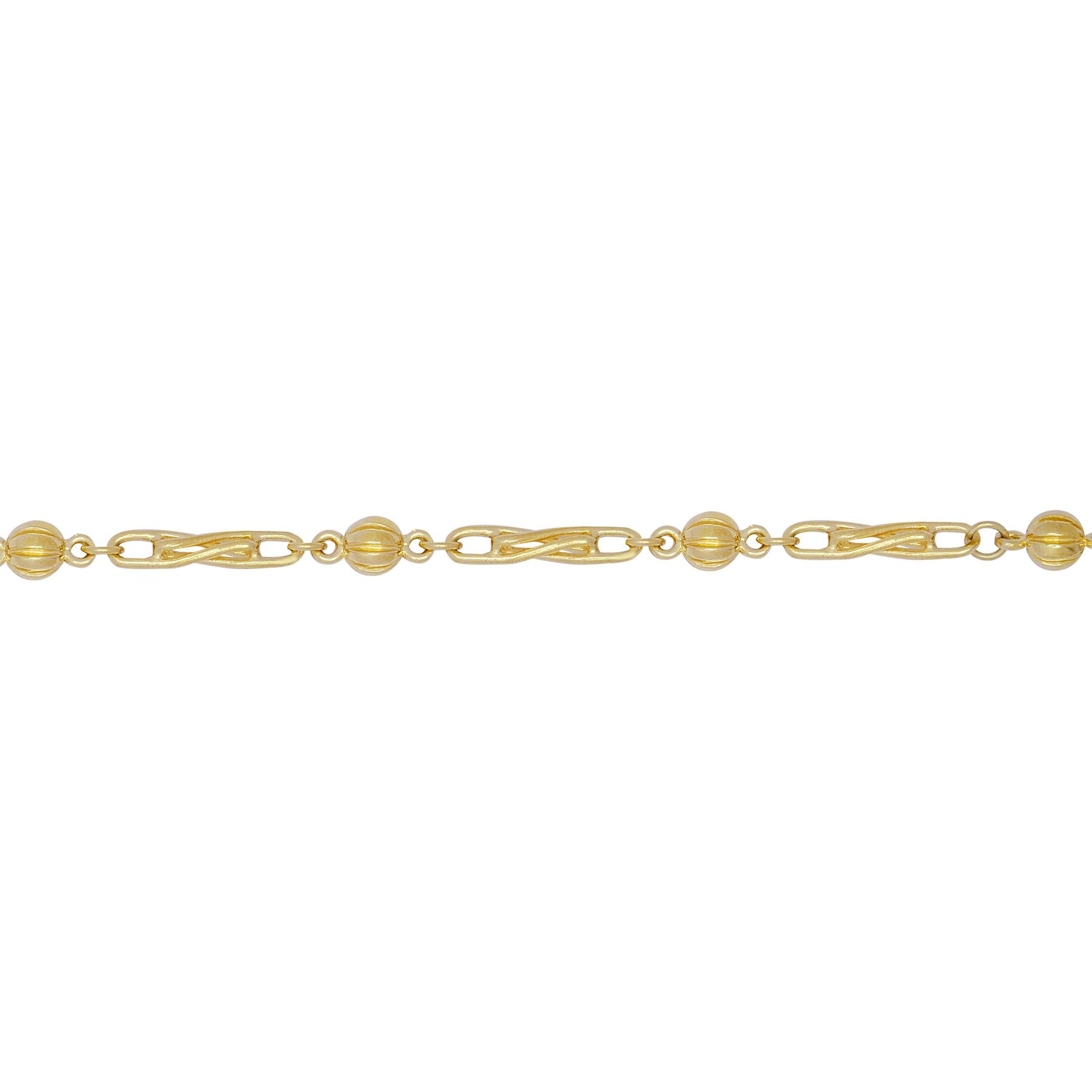 9ct Gold  6mm Ball & Twist Paperclip Link Bracelet 7.5 inch 19cm - JBB393