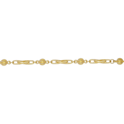 9ct Gold  6mm Ball & Twist Paperclip Link Bracelet 7.5 inch 19cm - JBB393