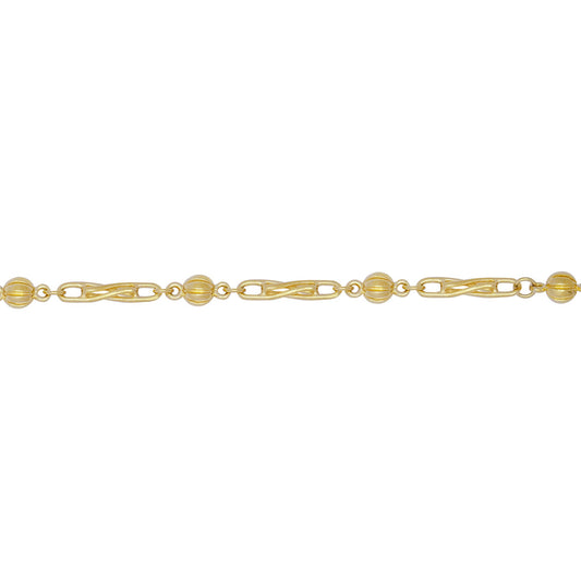 9ct Gold  6mm Ball & Twist Paperclip Link Bracelet 7.5 inch 19cm - JBB393