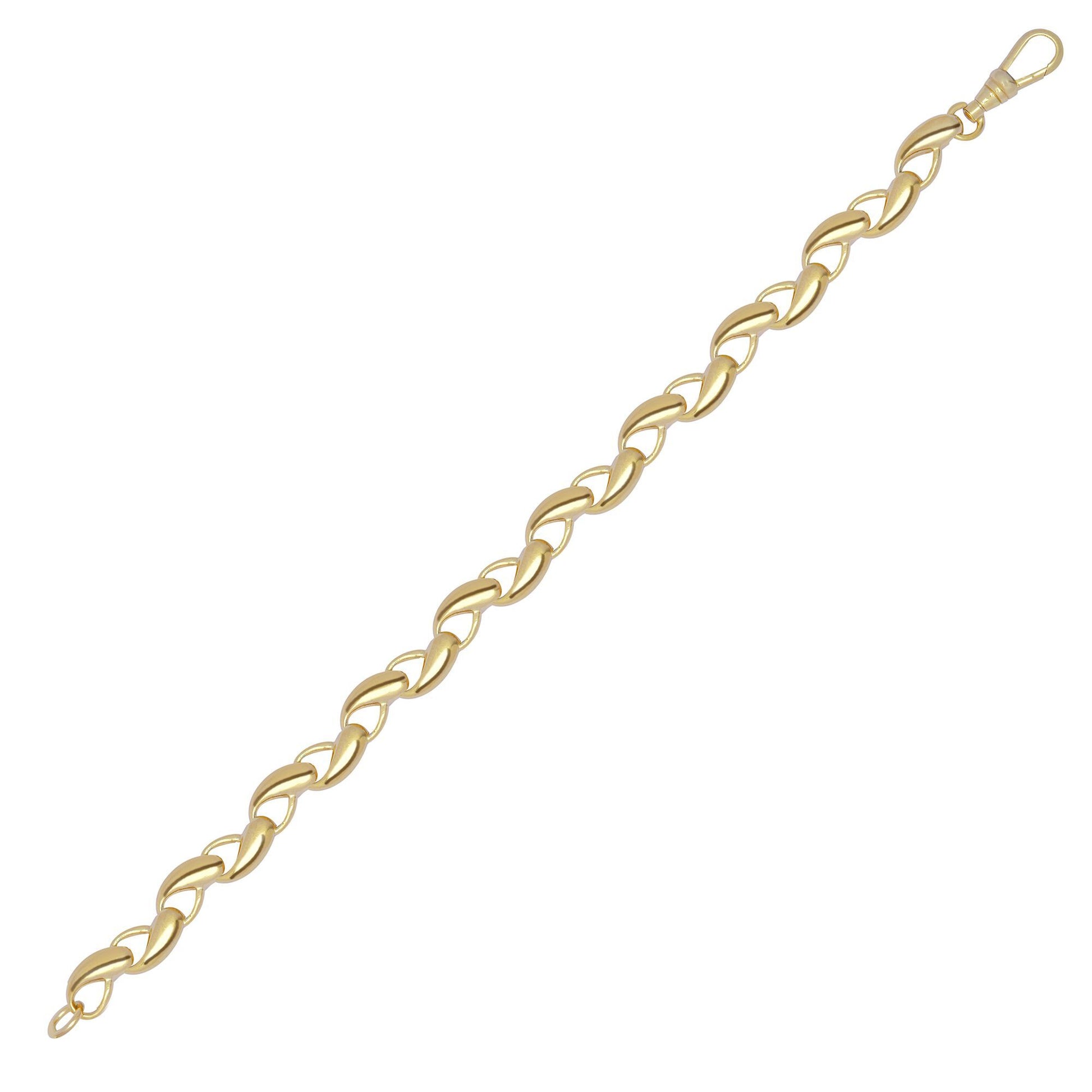 9ct Gold  Rain Drop Waves 8mm Chain Link Bracelet, 7.5 inch 19cm - JBB394