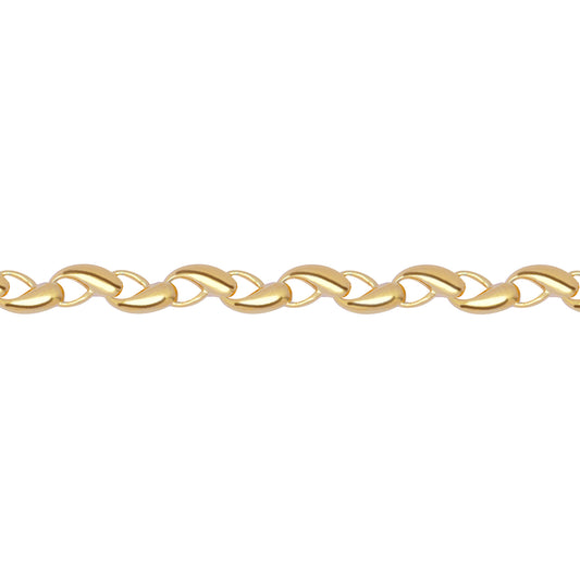 9ct Gold  Rain Drop Waves 8mm Chain Link Bracelet, 7.5 inch 19cm - JBB394