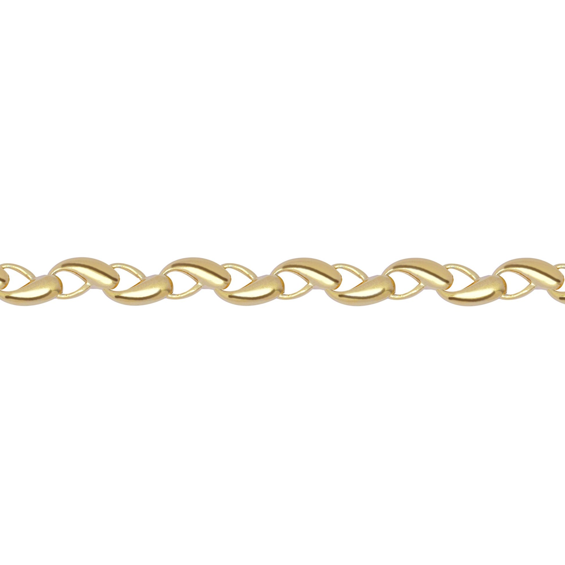 9ct Gold  Rain Drop Waves 8mm Chain Link Bracelet, 7.5 inch 19cm - JBB394