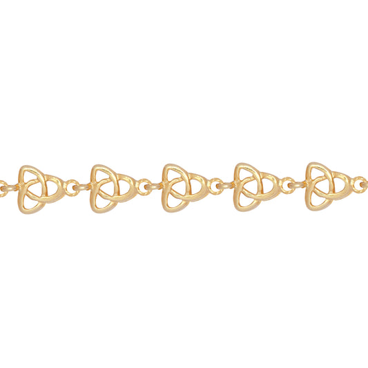 9ct Gold  Trilogy Celtic Knot 10mm Chain Link Bracelet 7.5inch - JBB395