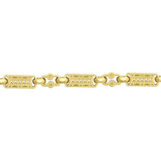 9ct Gold Rolling Stars & Bars 5mm Chain Link Bracelet 7.5inch - JBB404