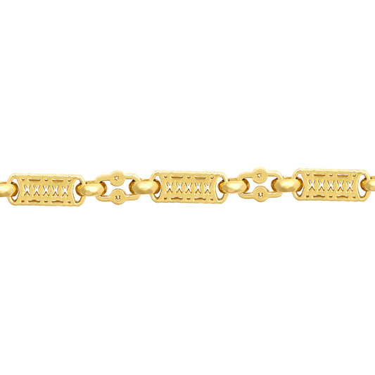 9ct Gold  Rolling Stars & Bars 5mm Chain Link Bracelet 7.5inch - JBB404